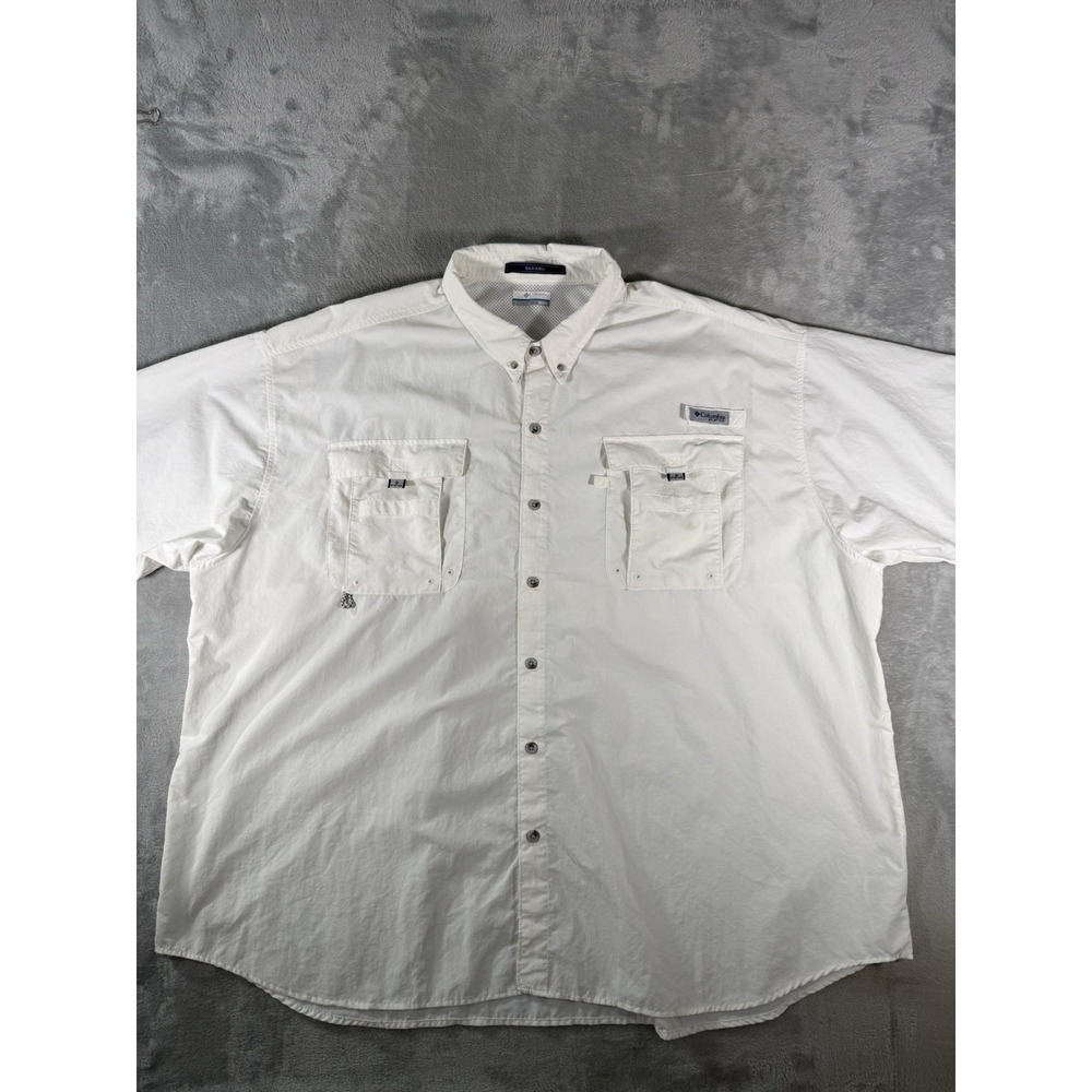 Columbia PFG Shirt Mens 4X White Bahama ll Short Sleeve Fishing Vented Button Up